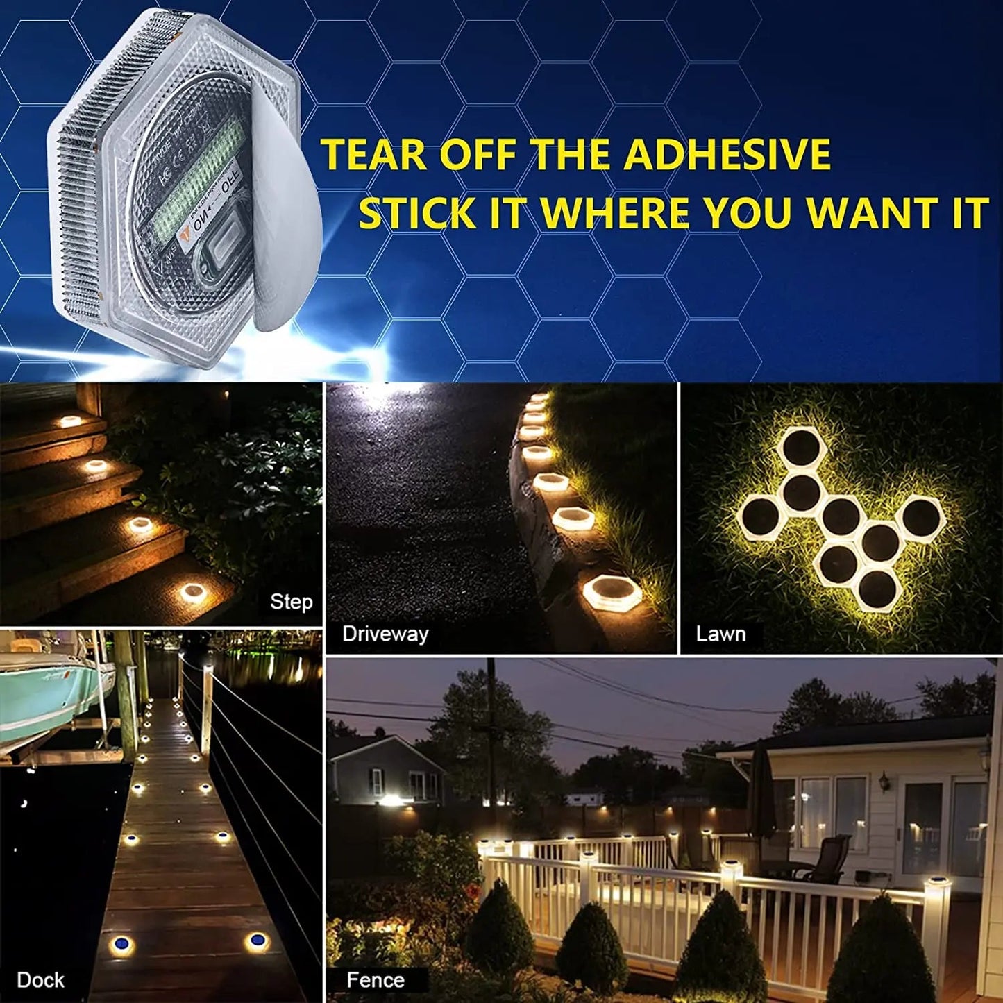 Solar Deck Path Lights – Waterproof IP68 LED Outdoor Lights - Carry Light