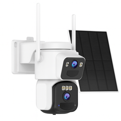 8MP Dual Lens Solar WiFi Security Camera | PTZ, PIR Motion, Night Vision - Carry Light
