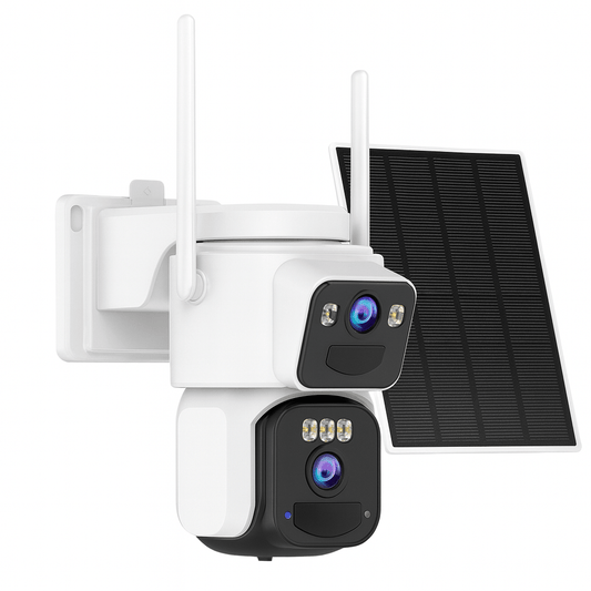 8MP Dual Lens Solar WiFi Security Camera | PTZ, PIR Motion, Night Vision - Carry Light