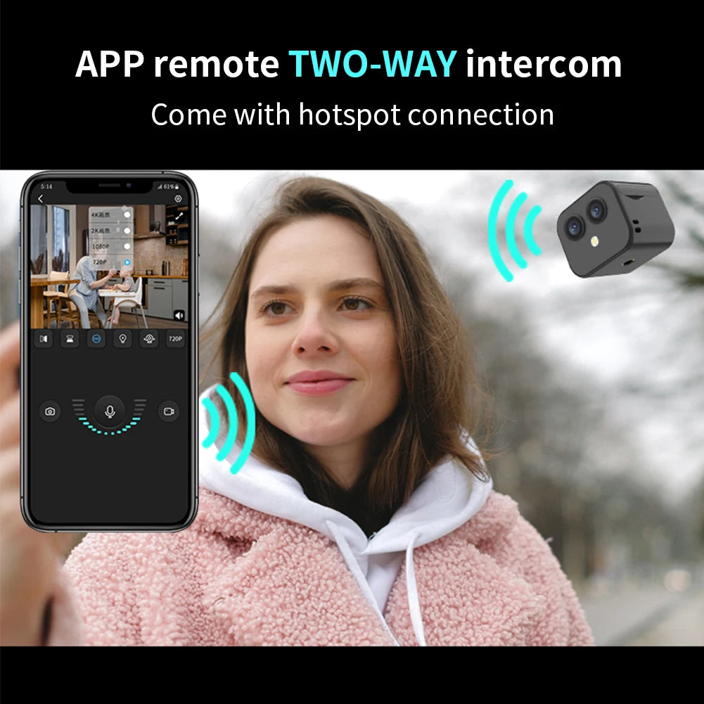 Two-way intercom system with smartphone app and outdoor setting