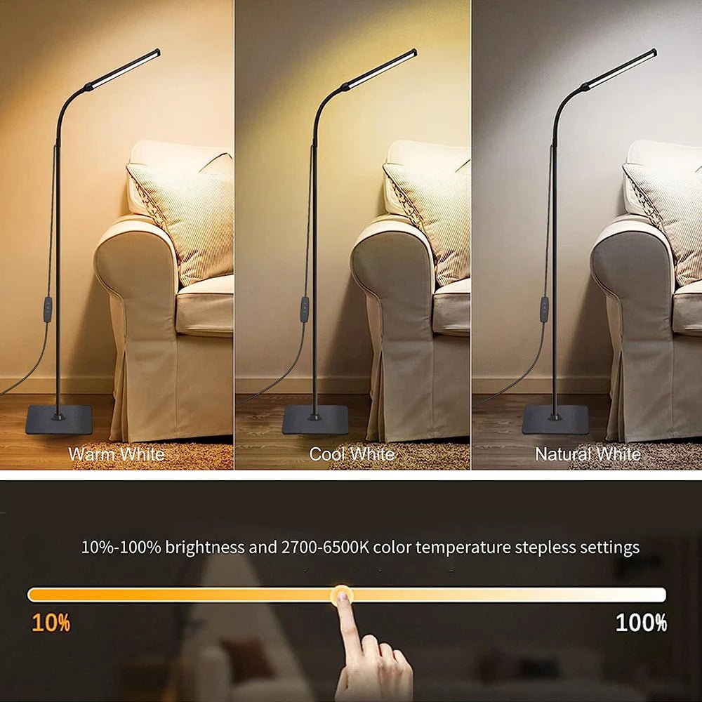 LED Floor Lamp – Adjustable Gooseneck Dimmable Light - Carry Light