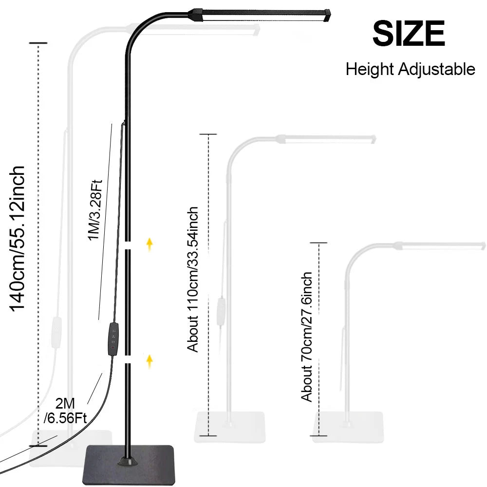 LED Floor Lamp – Adjustable Gooseneck Dimmable Light - Carry Light