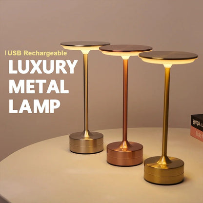 LED Metal Table Lamp – Touch Sensor, USB Rechargeable, Portable Night Light - Carry Light