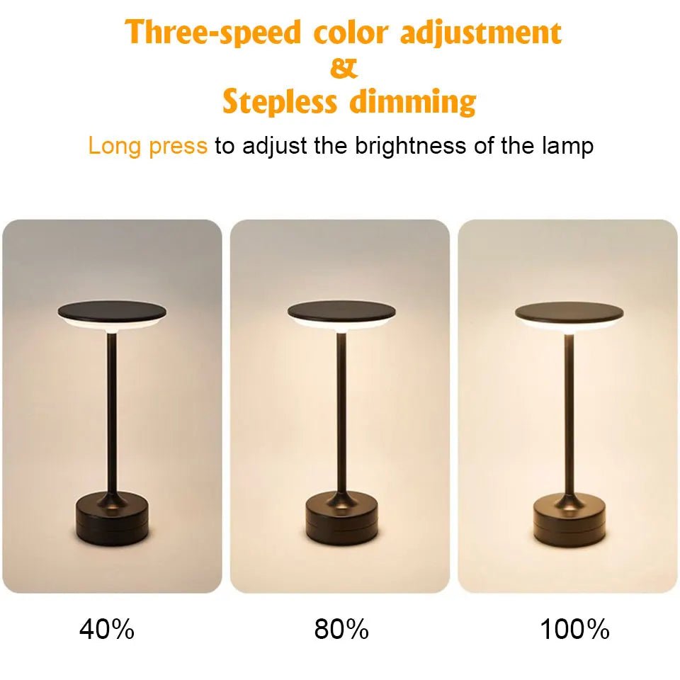 LED Metal Table Lamp – Touch Sensor, USB Rechargeable, Portable Night Light - Carry Light