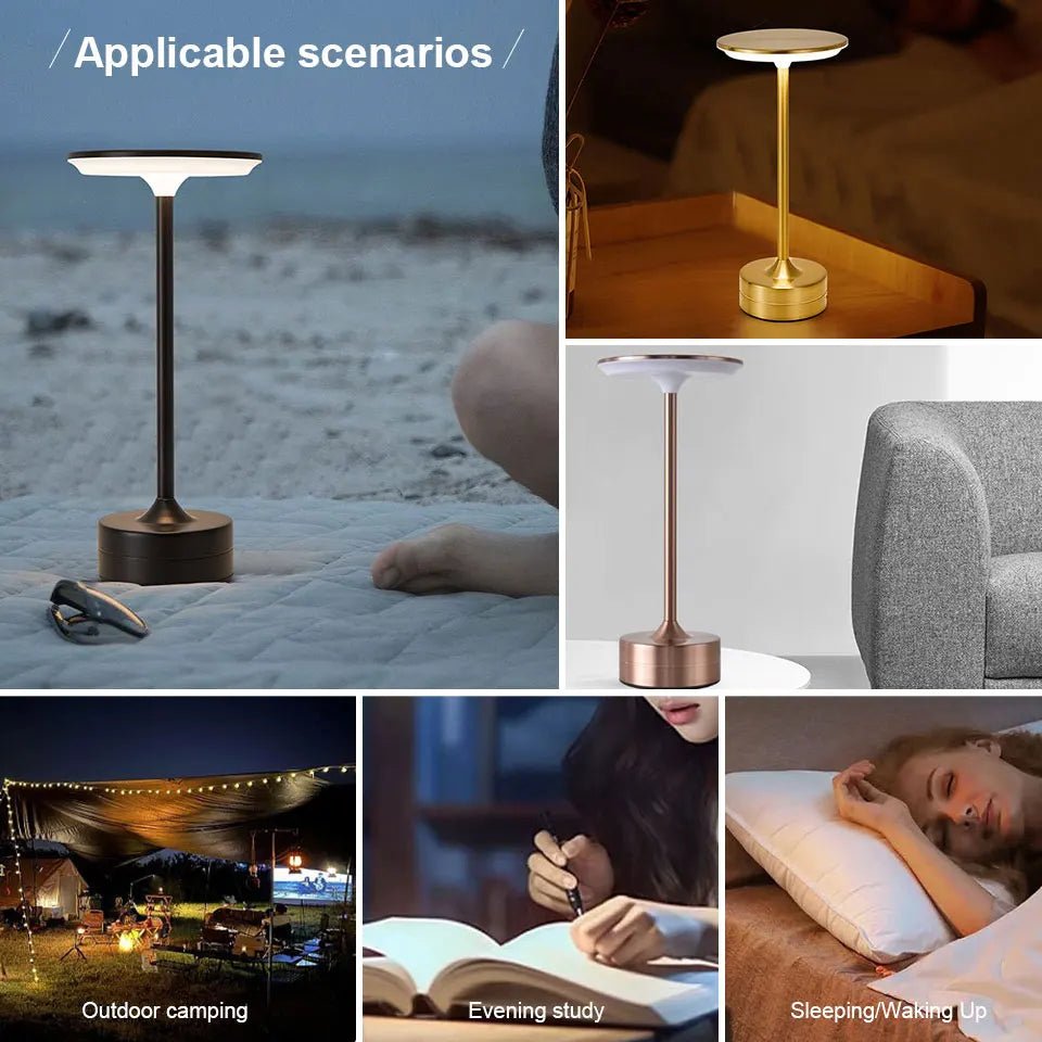 LED Metal Table Lamp – Touch Sensor, USB Rechargeable, Portable Night Light - Carry Light