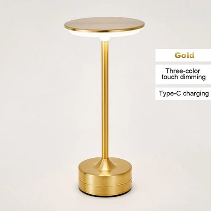 LED Metal Table Lamp – Touch Sensor, USB Rechargeable, Portable Night Light - Carry Light