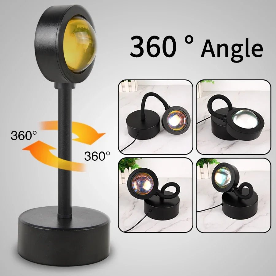 USB Sunset Lamp – LED Rainbow Neon Night Light, Sunset Projector for Home & Photography - Carry Light