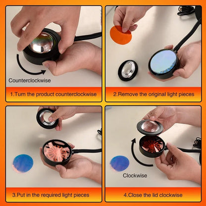 USB Sunset Lamp – LED Rainbow Neon Night Light, Sunset Projector for Home & Photography - Carry Light