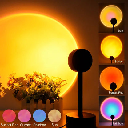 USB Sunset Lamp – LED Rainbow Neon Night Light, Sunset Projector for Home & Photography - Carry Light