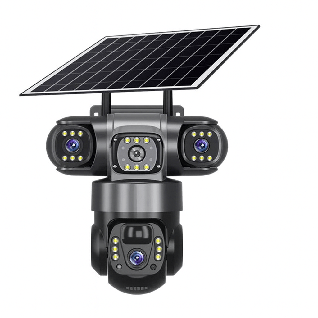 V380 Solar 4G IP Camera – 3x4MP 6K Ultra HD Triple Lens Outdoor Security Camera with Night Vision & Motion Detection - Carry Light