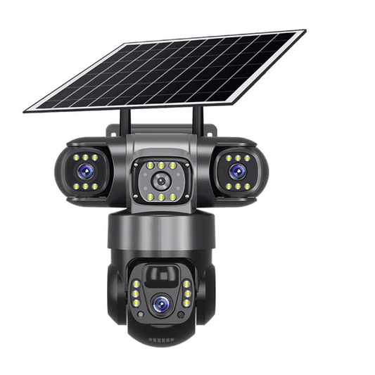 V380 Solar 4G IP Camera – 3x4MP 6K Ultra HD Triple Lens Outdoor Security Camera with Night Vision & Motion Detection - Carry Light