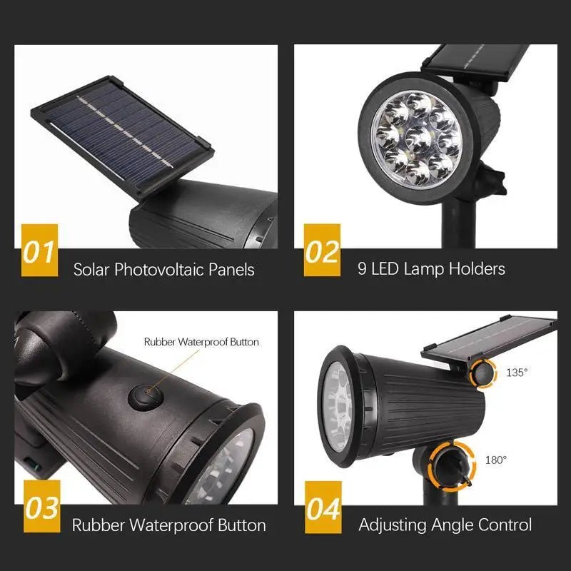 Waterproof Solar LED Garden Spotlight - Carry Light