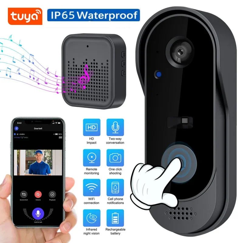 WiFi HD Doorbell with Wireless Camera and IR Video Intercom - Carry Light